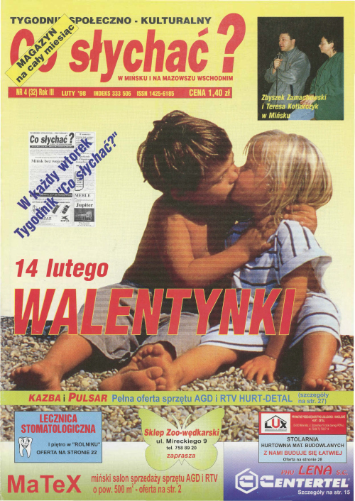 Okładka gazety Co słychać? - nr 4 (32) 1998